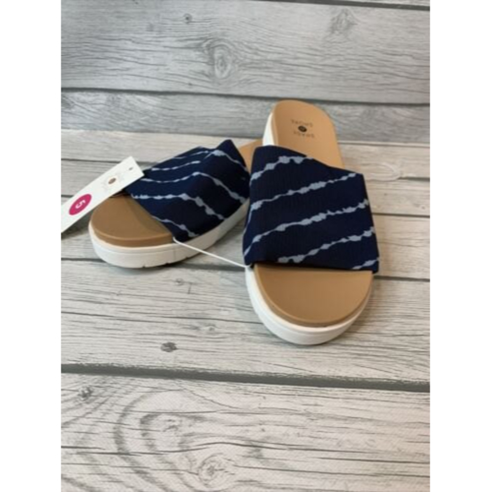 Shade & Shore Women's Shoes Kassidy Size 5 Platform Slide Sandals Navy Slip On